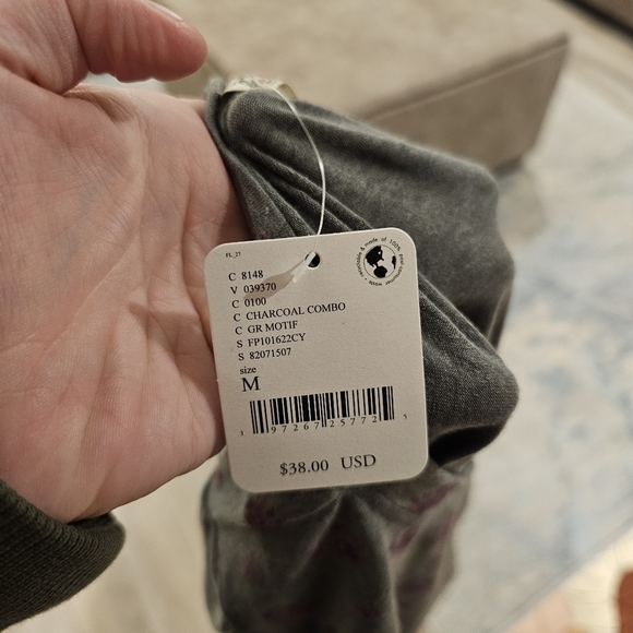 Free People Mix it Up Baby Tee in Charcoal Combo - Picture 7 of 9